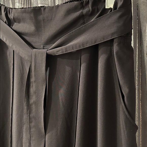 lululemon athletica Black Wide Leg Pants with Waist Tie 3/4 length - Picture 3 of 4